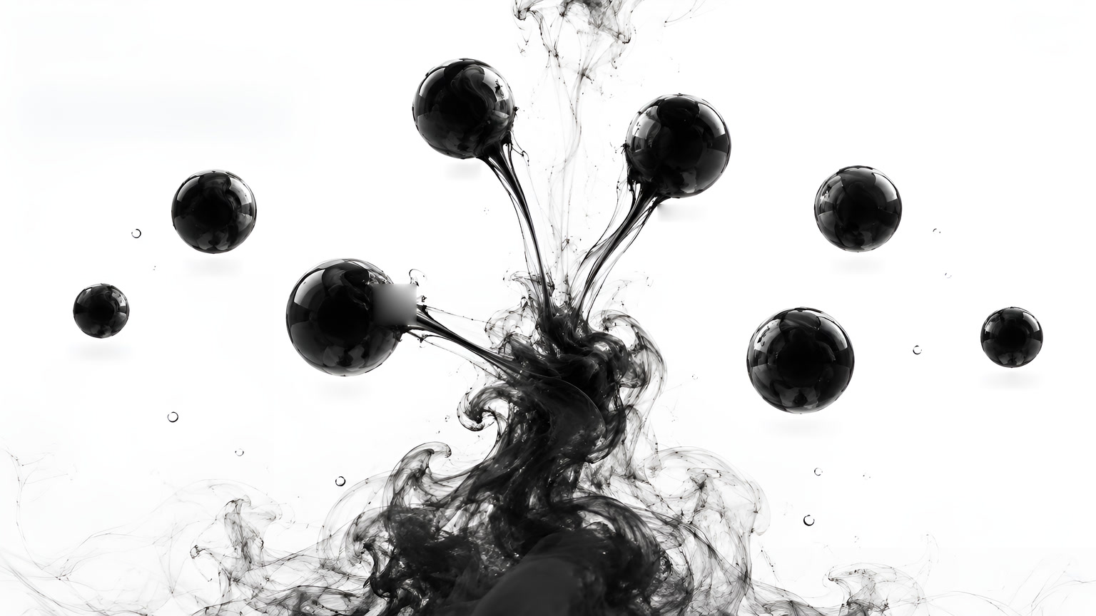 Ink drops frozen into polished spheres, one per tool