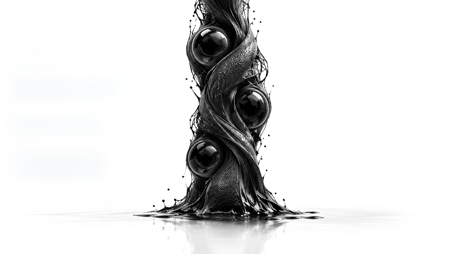 The finished ink column, with a pattern as unique as a fingerprint